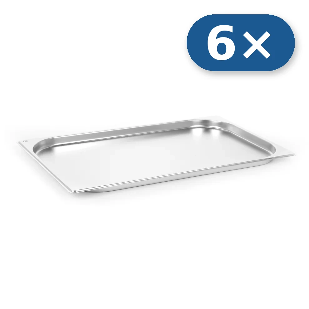 6× Bandeja de acero inoxidable GN 1/1 20 mm para LEO-010