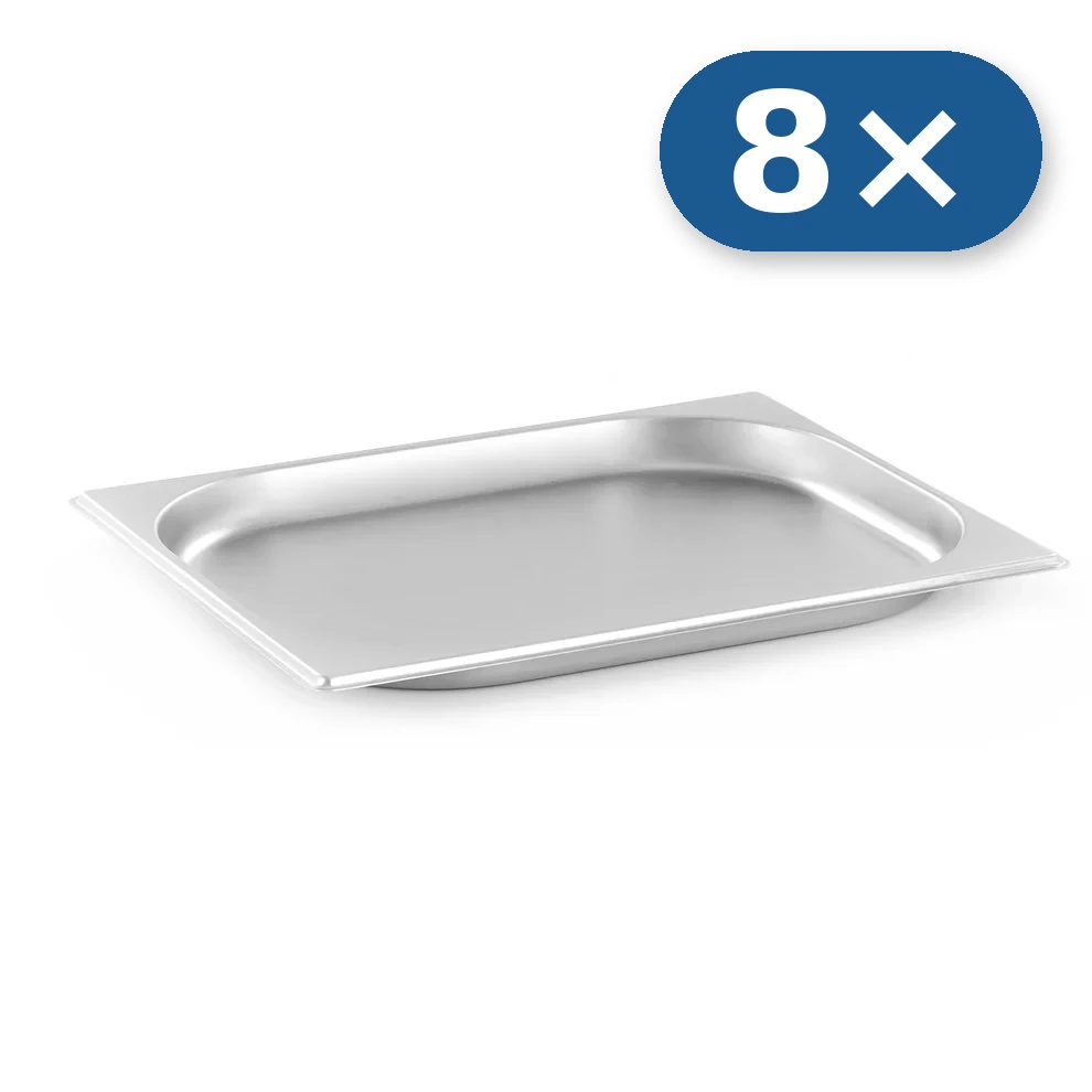 8× Bandeja de acero inoxidable GN 1/2 20 mm para LEO-004L