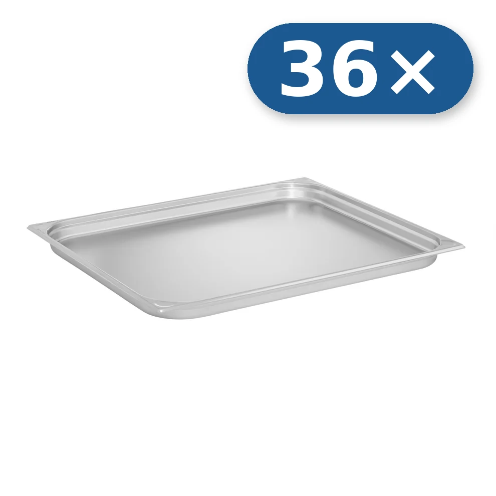 36× Bandeja de acero inoxidable GN 2/1 40 mm para LEO-130