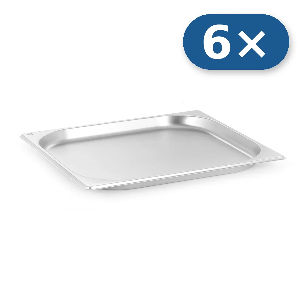 6× Bandeja de acero inoxidable GN 2/3 20 mm para LEO-007