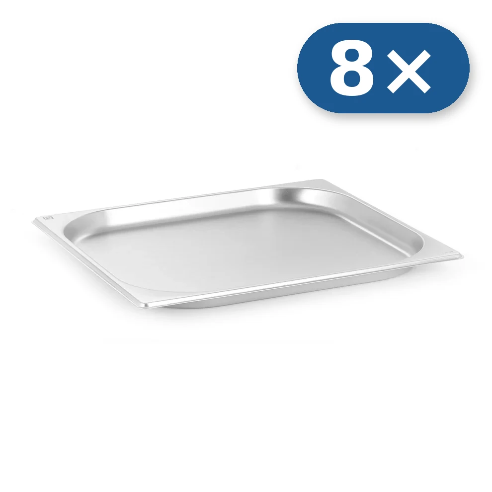 8× Bandeja de acero inoxidable GN 2/3 20 mm para LEO-007L