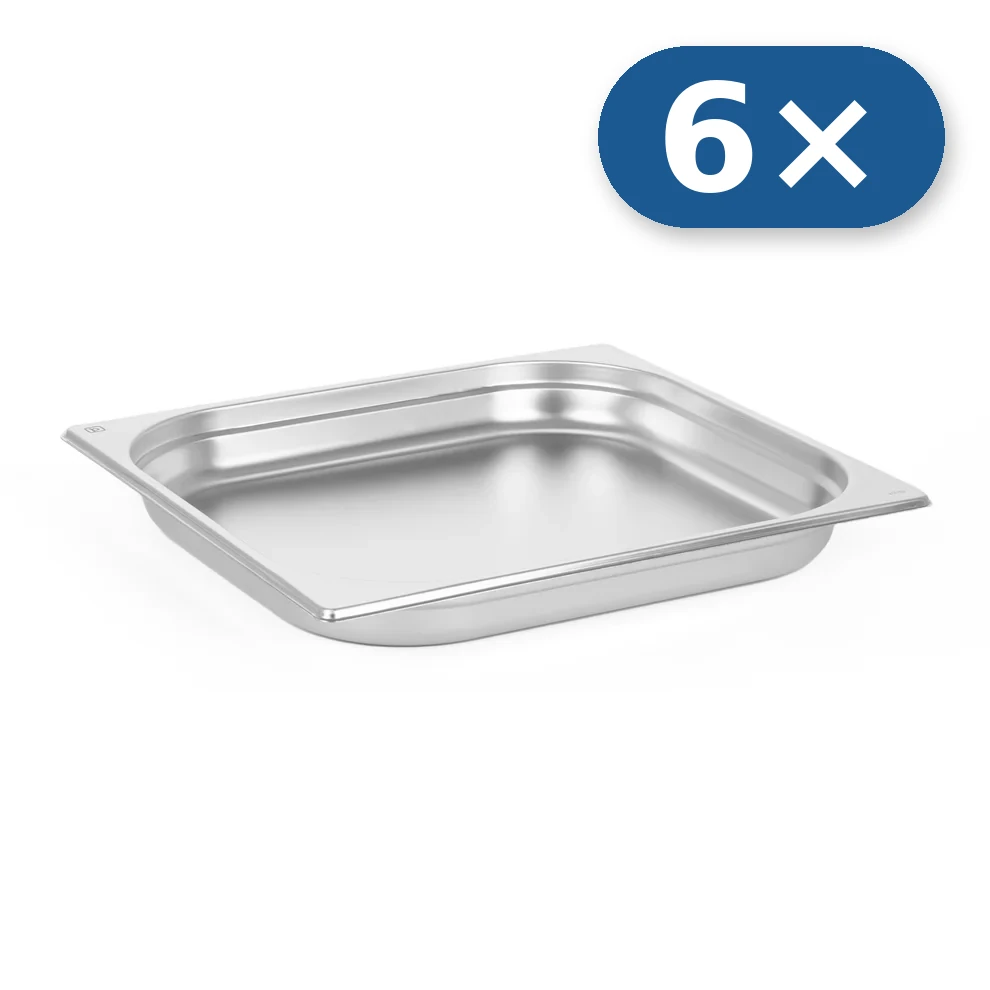 6× Bandeja de acero inoxidable GN 2/3 40 mm para LEO-007