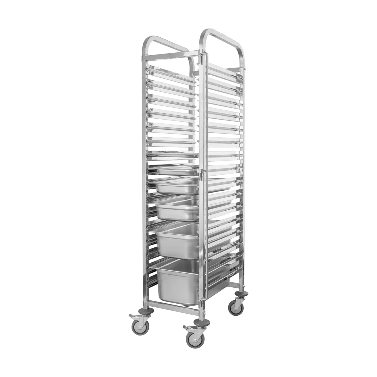 Carro de transporte de acero inoxidable 16×GN 1/1